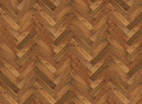 Artisan en bleu travaillant à genoux sur parquet stratifié clair, mesurant une lame avec mètre ruban et crayon